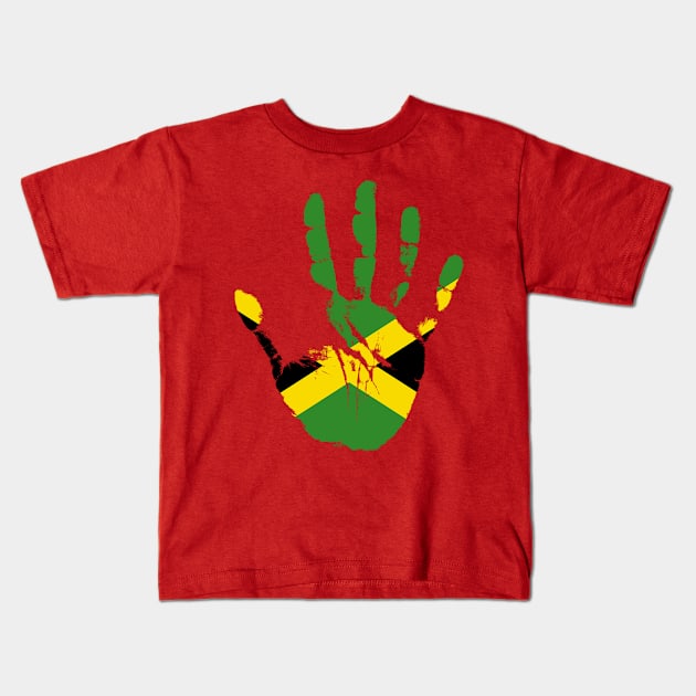Jamaica Flag, Cool Jamaican Hand, Jamaican Flag Kids T-Shirt by Jakavonis